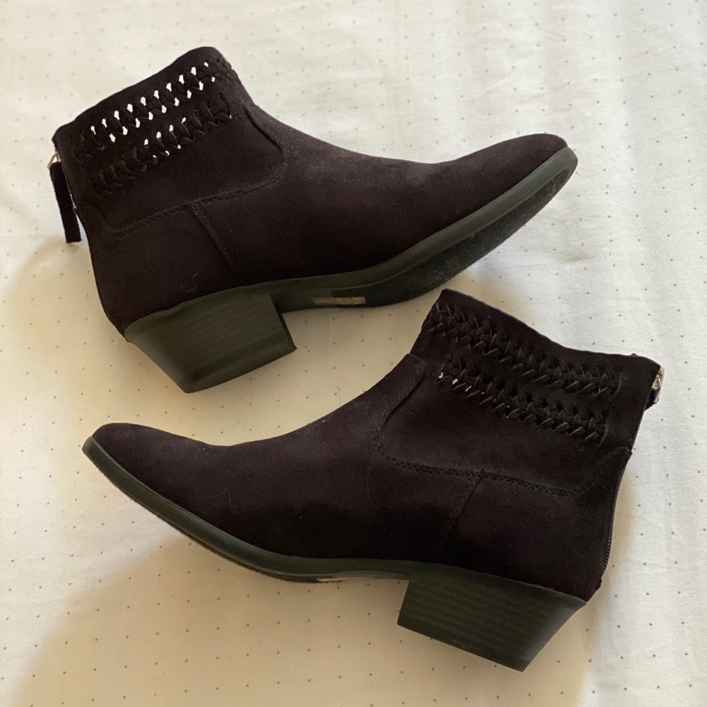 Black Suede Ankle Booties - EUC